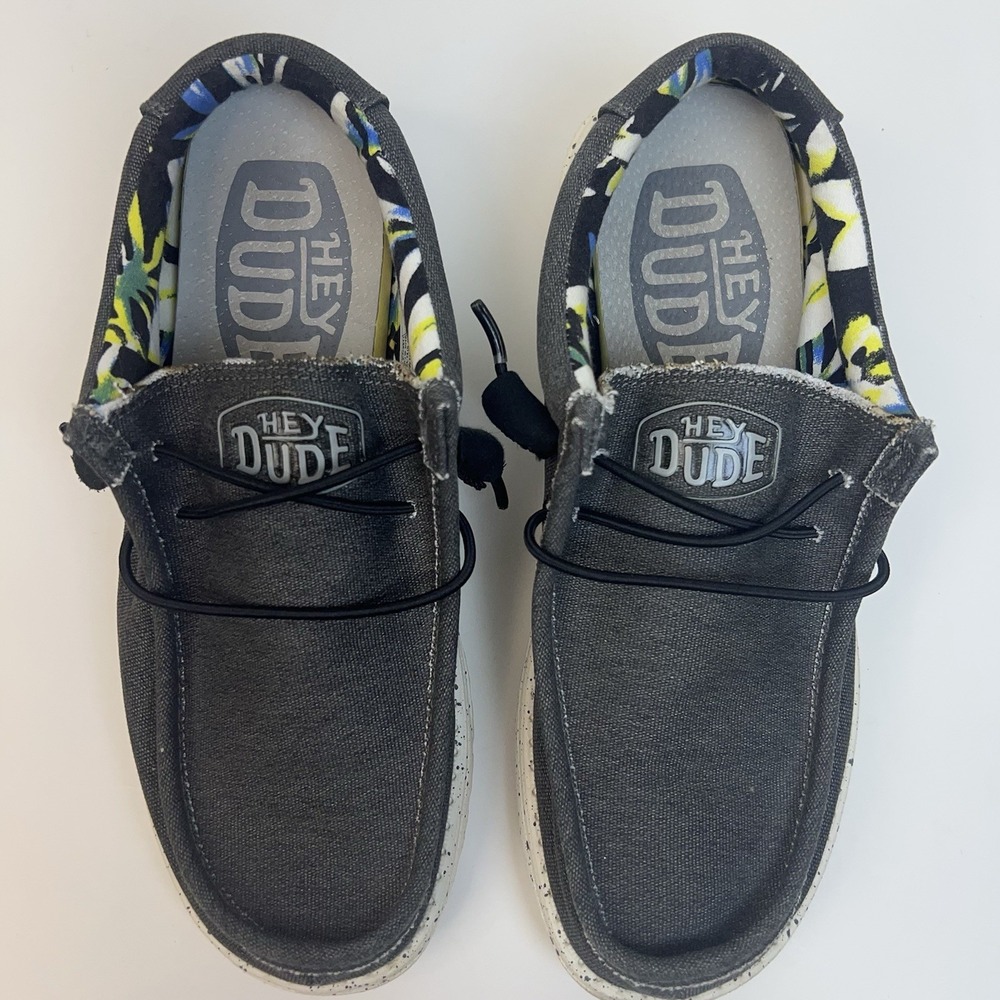 HEY DUDE Wally Stretch Canvas Slip On Shoes Casual Comfort Men's 7/W9 Black - Picture 8 of 10